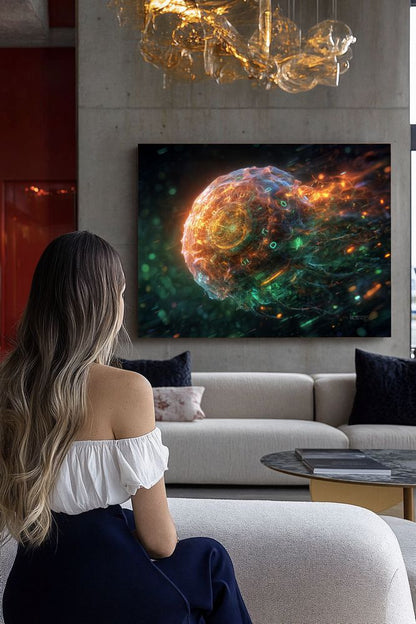 Art Print Abstract Lab AI - Starlit Gridflow
