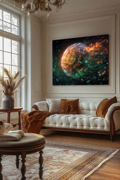 Art Print Abstract Lab AI - Starlit Gridflow
