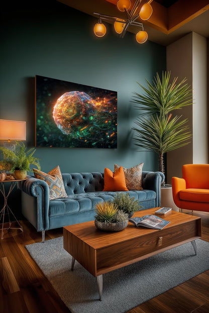 Art Print Abstract Lab AI - Starlit Gridflow