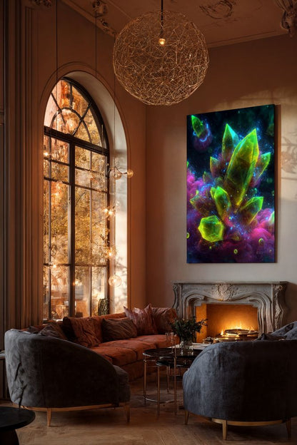 Art Print Abstract Lab AI - Neon Prism Bloom