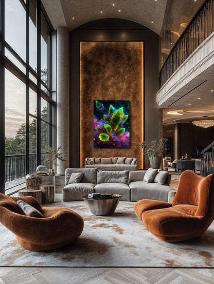 Art Print Abstract Lab AI - Neon Prism Bloom