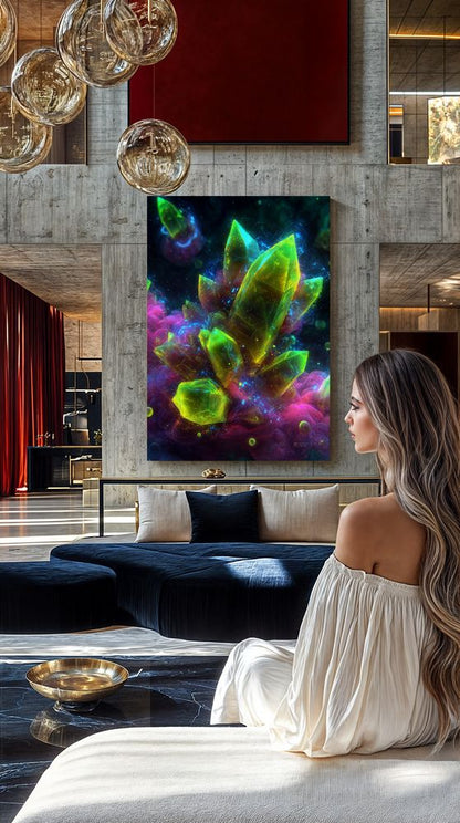 Art Print Abstract Lab AI - Neon Prism Bloom