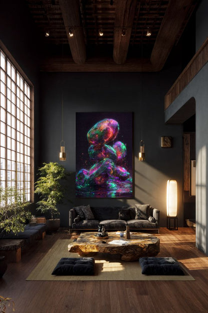 Art Print Abstract Lab AI - Neon Vesicle