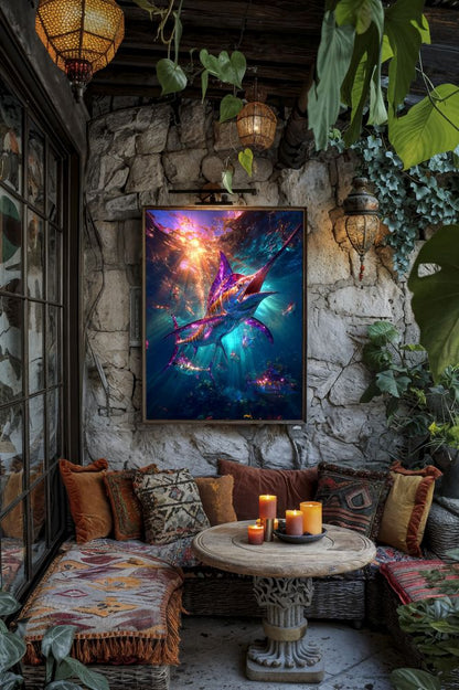 Art Print Salt Life AI - The Bright Siege Beneath the Waves