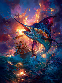 Art Print Salt Life AI - The Marlin's Burning Path