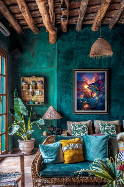 Art Print Salt Life AI - The Marlin's Burning Path