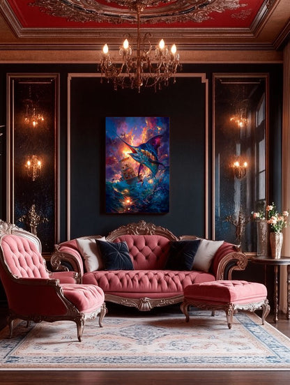 Art Print Salt Life AI - The Marlin's Burning Path