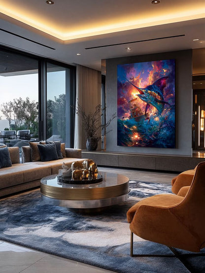 Art Print Salt Life AI - The Marlin's Burning Path