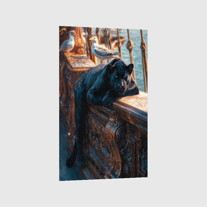 Art Print wAIld Life - The Panther and the Passing Gulls
