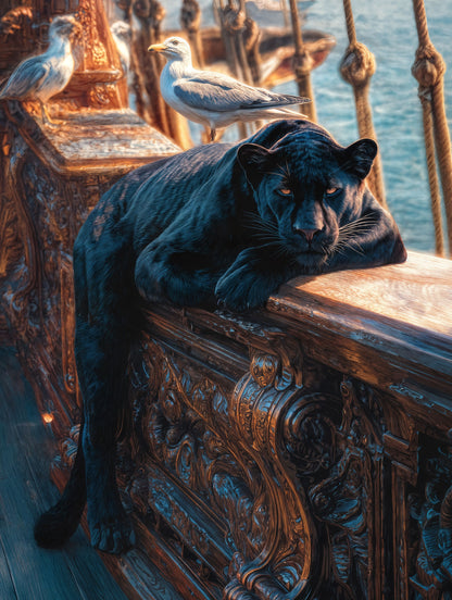 Art Print wAIld Life - The Panther and the Passing Gulls