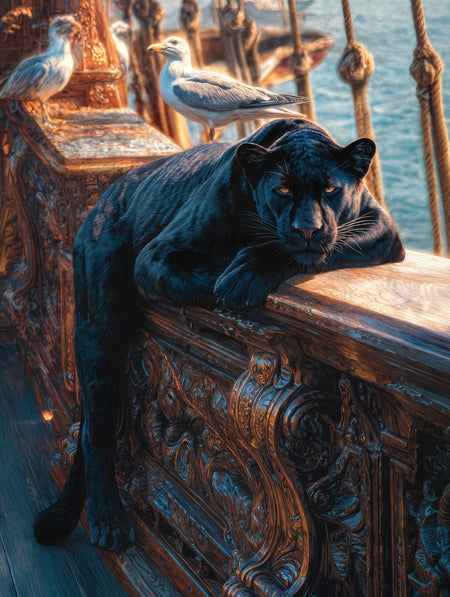 Art Print wAIld Life - The Panther and the Passing Gulls