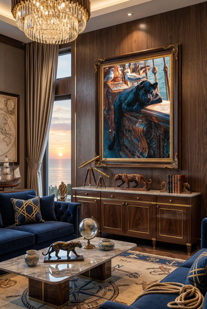 Art Print wAIld Life - The Panther and the Passing Gulls