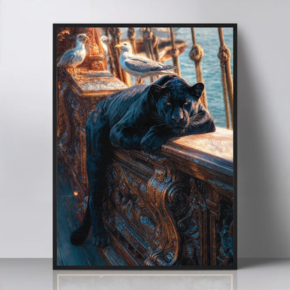 Art Print wAIld Life - The Panther and the Passing Gulls