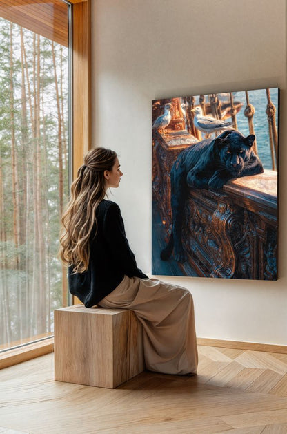 Art Print wAIld Life - The Panther and the Passing Gulls