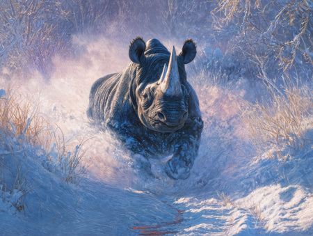 Art Print wAIld Life - The Rhino's Relentless Path