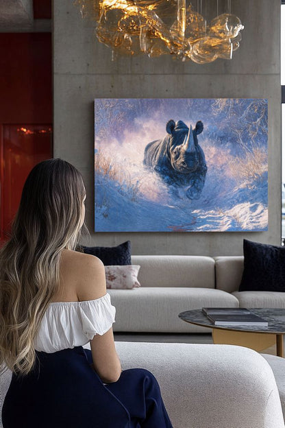 Art Print wAIld Life - The Rhino's Relentless Path