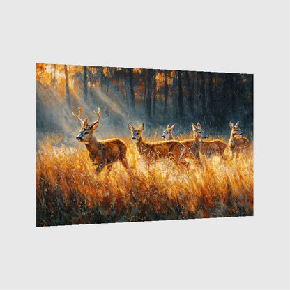 Art Print wAIld Life - The Herd in Amber Grass