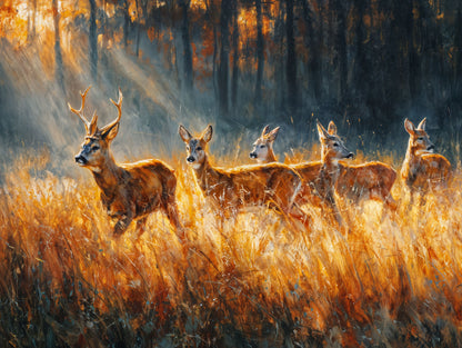 Art Print wAIld Life - The Herd in Amber Grass