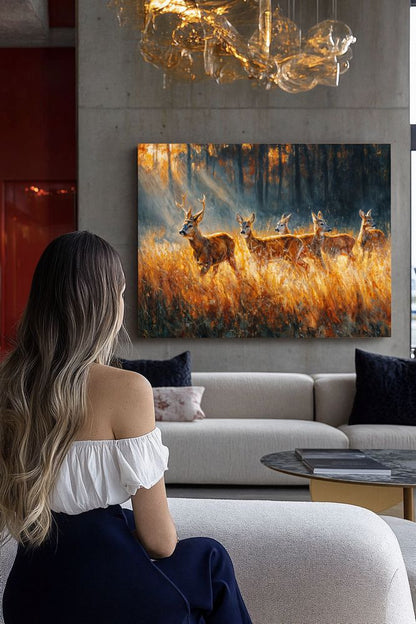 Art Print wAIld Life - The Herd in Amber Grass