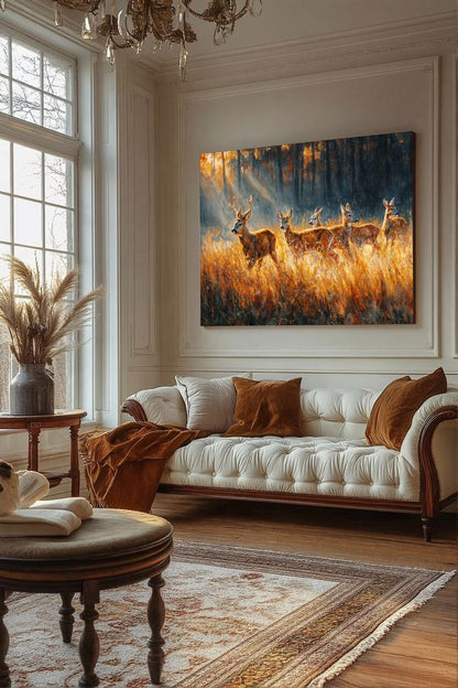 Art Print wAIld Life - The Herd in Amber Grass