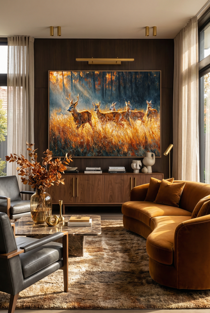 Art Print wAIld Life - The Herd in Amber Grass