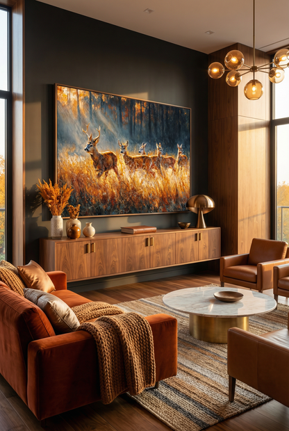 Art Print wAIld Life - The Herd in Amber Grass