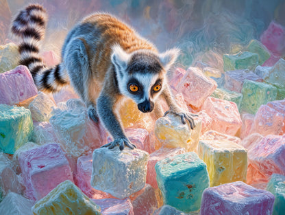 Art Print wAIld Life - A Lemur Among Sugar Dreams