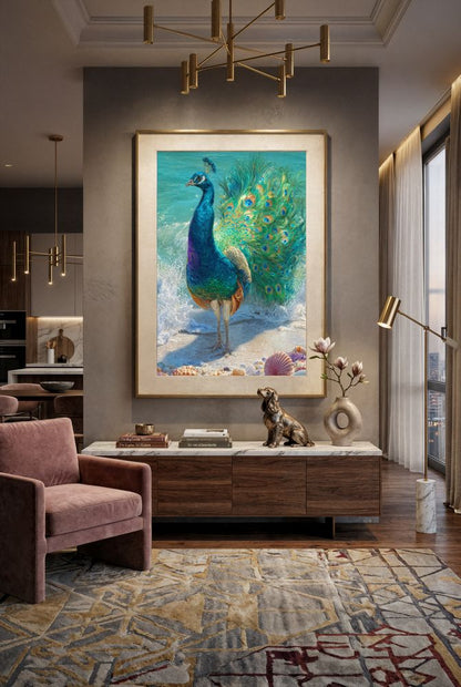 Art Print wAIld Life - The Tide-Kissed Peacock