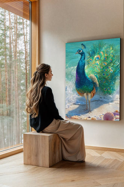 Art Print wAIld Life - The Tide-Kissed Peacock
