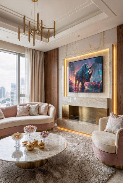 Art Print wAIld Life - Rhino in the City