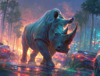 Art Print wAIld Life - Rhino in the City