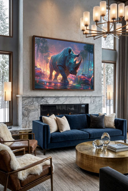 Art Print wAIld Life - Rhino in the City