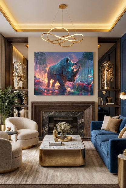 Art Print wAIld Life - Rhino in the City