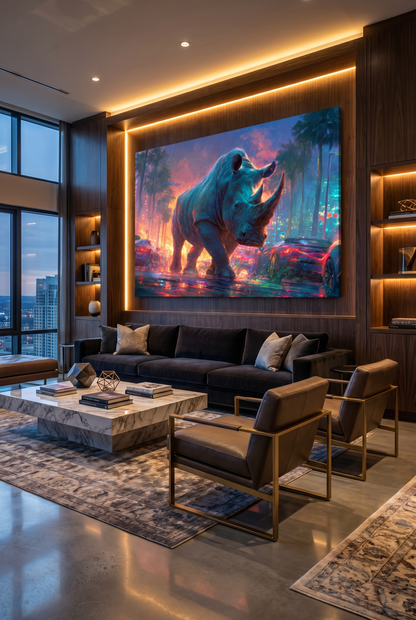 Art Print wAIld Life - Rhino in the City