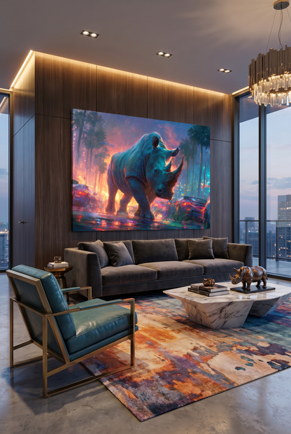 Art Print wAIld Life - Rhino in the City