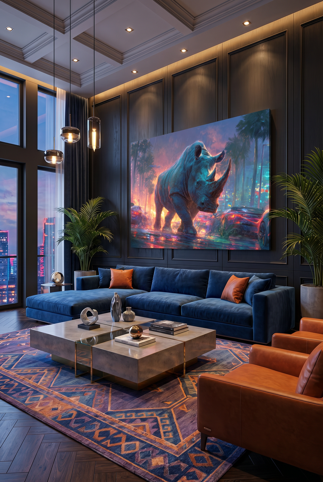 Art Print wAIld Life - Rhino in the City
