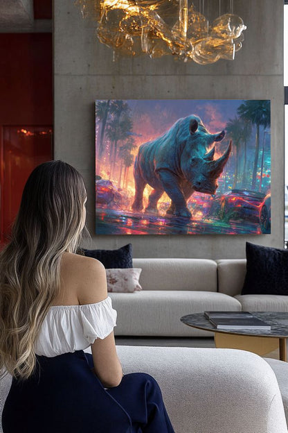 Art Print wAIld Life - Rhino in the City